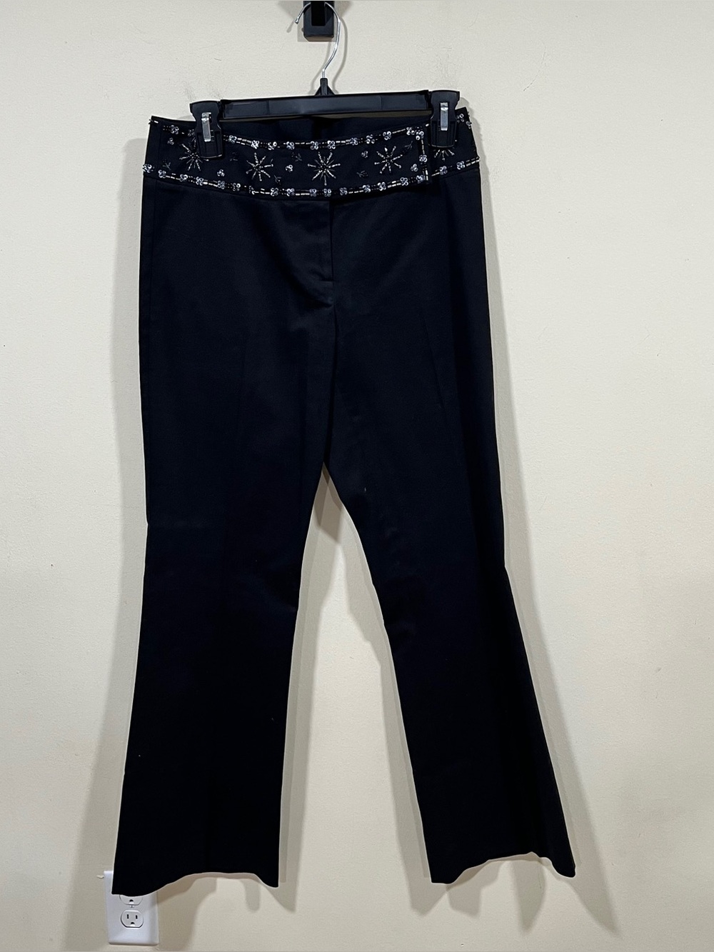 Laundry By Shelli Segal VTG Y2K Black Low waist Trouser Studded waistline flare